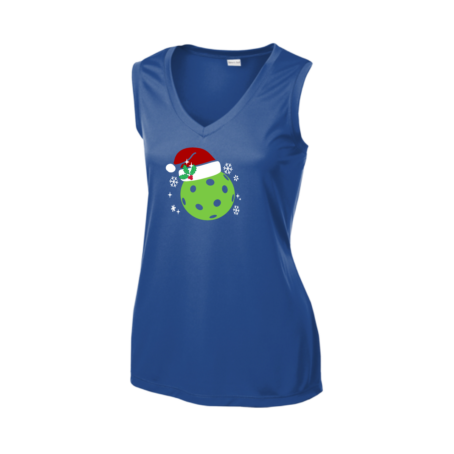 Santa Hat | Women’s Sleeveless Pickleball Shirt | 100% Polyester