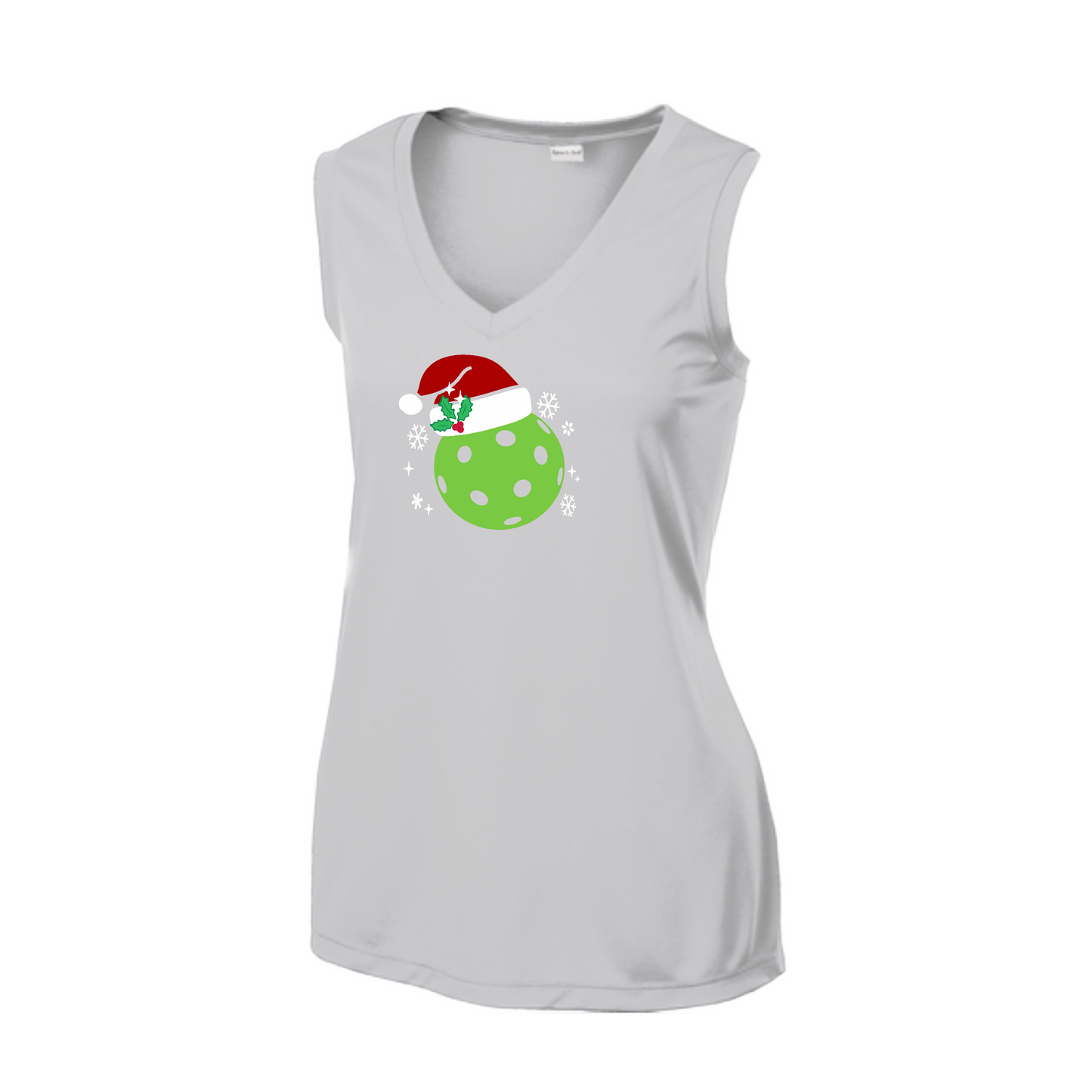 Santa Hat | Women’s Sleeveless Pickleball Shirt | 100% Polyester