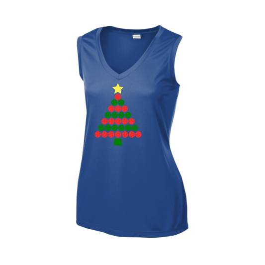 Christmas Tree | Women’s Sleeveless Pickleball Shirt | 100% Polyester