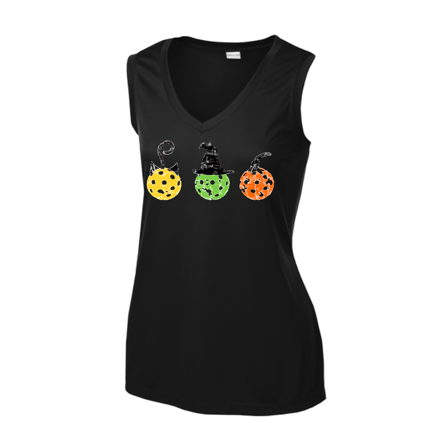 Cat Witch Pumpkin  | Women’s Sleeveless Athletic Shirt | 100% Polyester