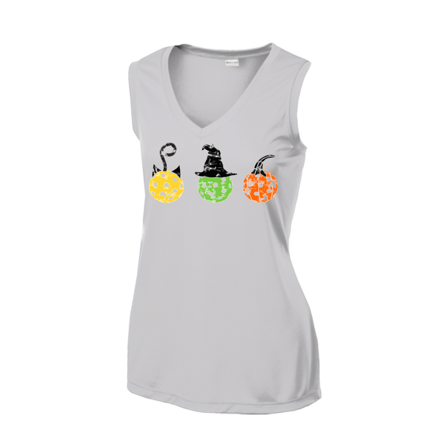 Cat Witch Pumpkin  | Women’s Sleeveless Athletic Shirt | 100% Polyester