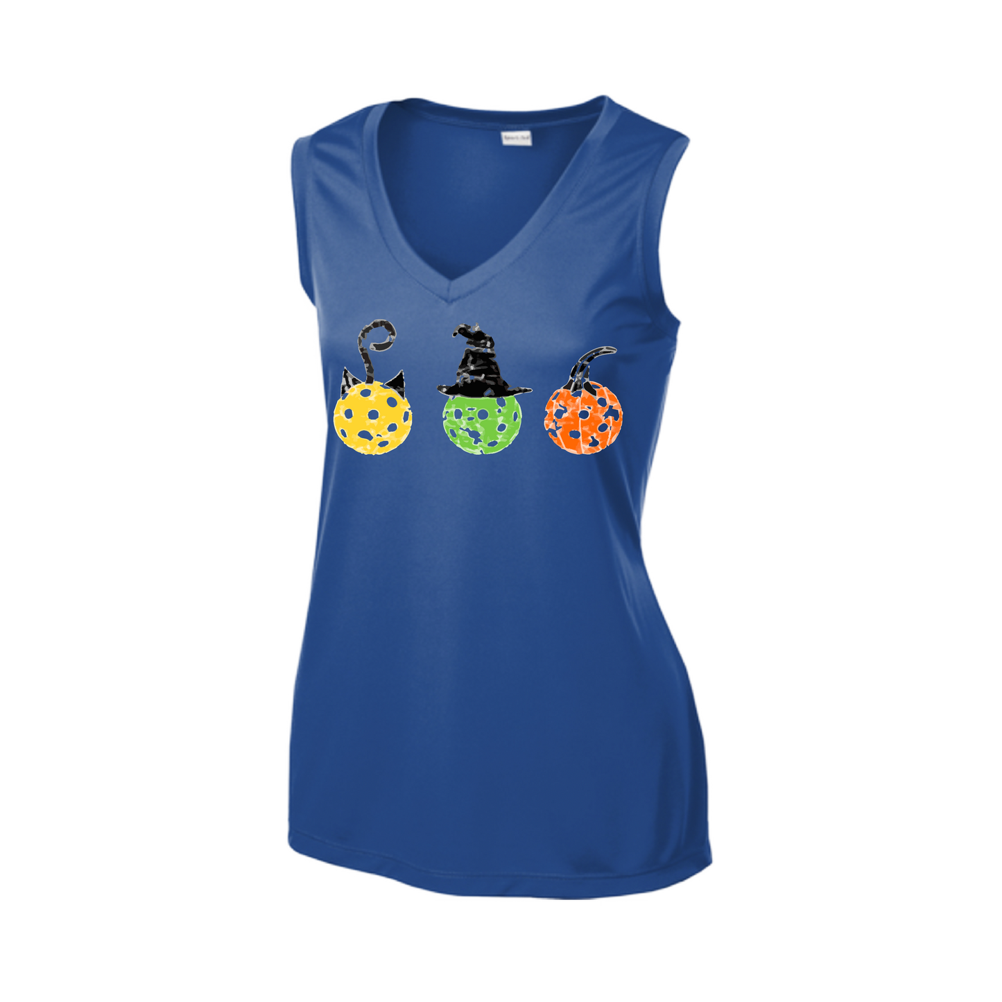 Cat Witch Pumpkin  | Women’s Sleeveless Athletic Shirt | 100% Polyester