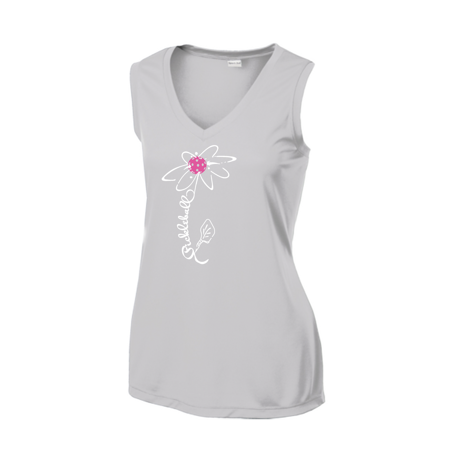 Pickleball Flower (Pink Purple Rainbow) | Women’s Sleeveless Athletic Shirt | 100% Polyester