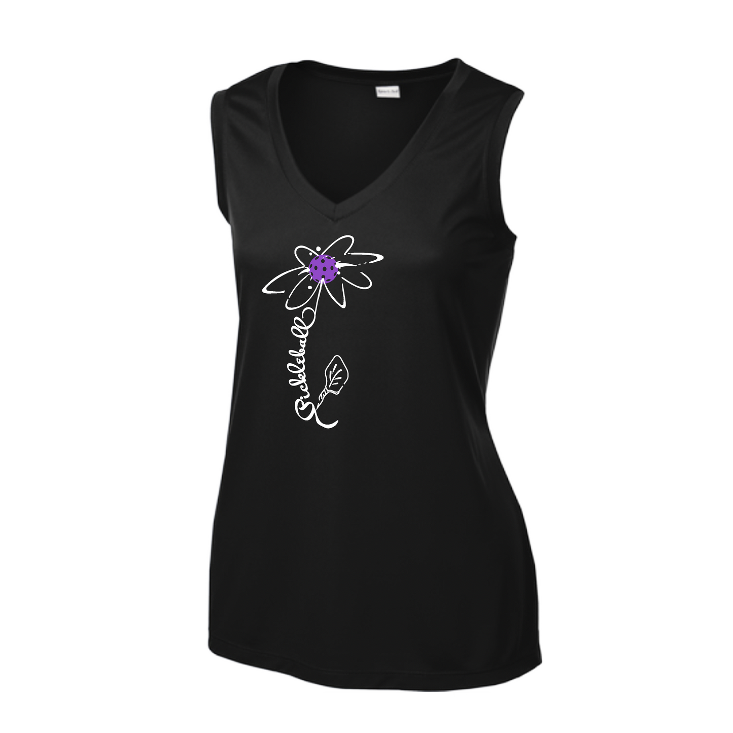 Pickleball Flower (Pink Purple Rainbow) | Women’s Sleeveless Athletic Shirt | 100% Polyester