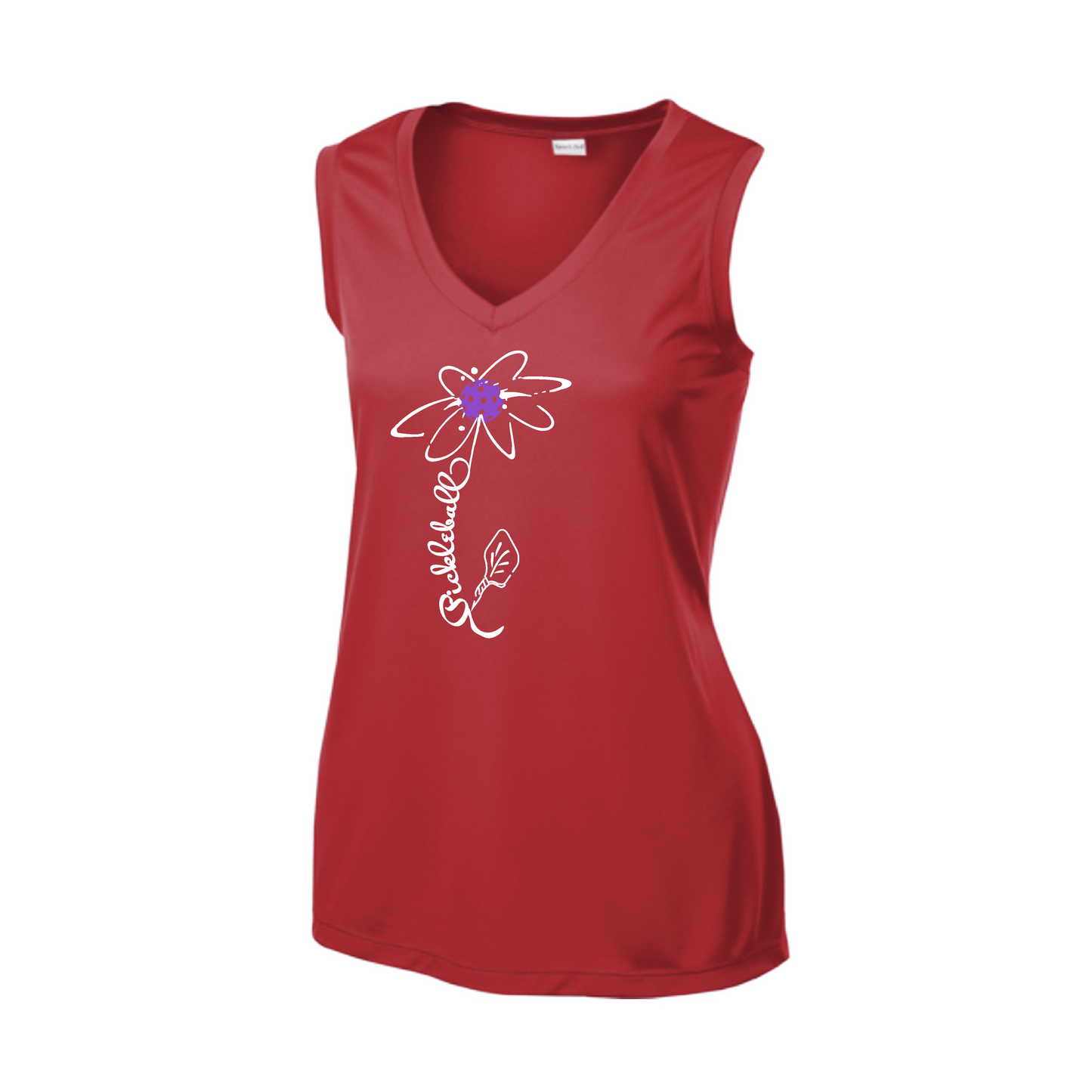 Pickleball Flower (Pink Purple Rainbow) | Women’s Sleeveless Athletic Shirt | 100% Polyester