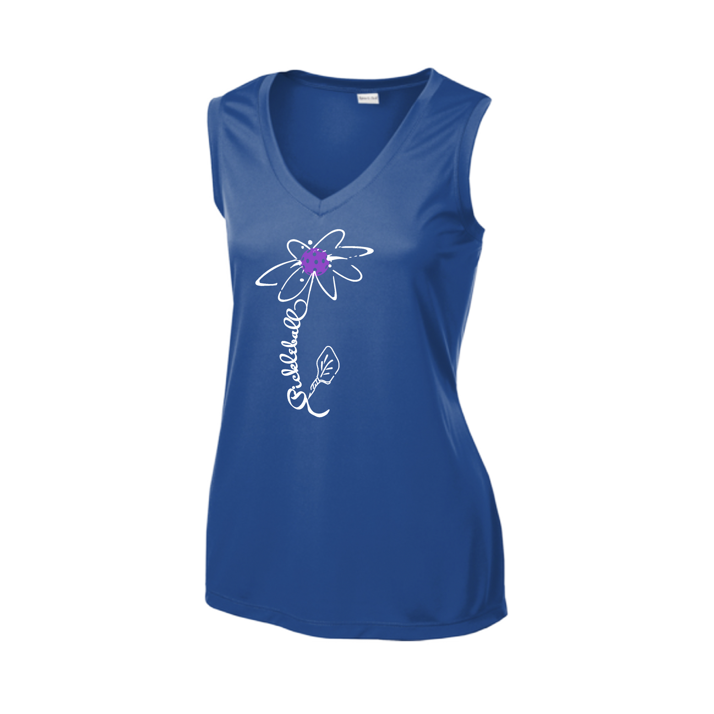 Pickleball Flower (Pink Purple Rainbow) | Women’s Sleeveless Athletic Shirt | 100% Polyester