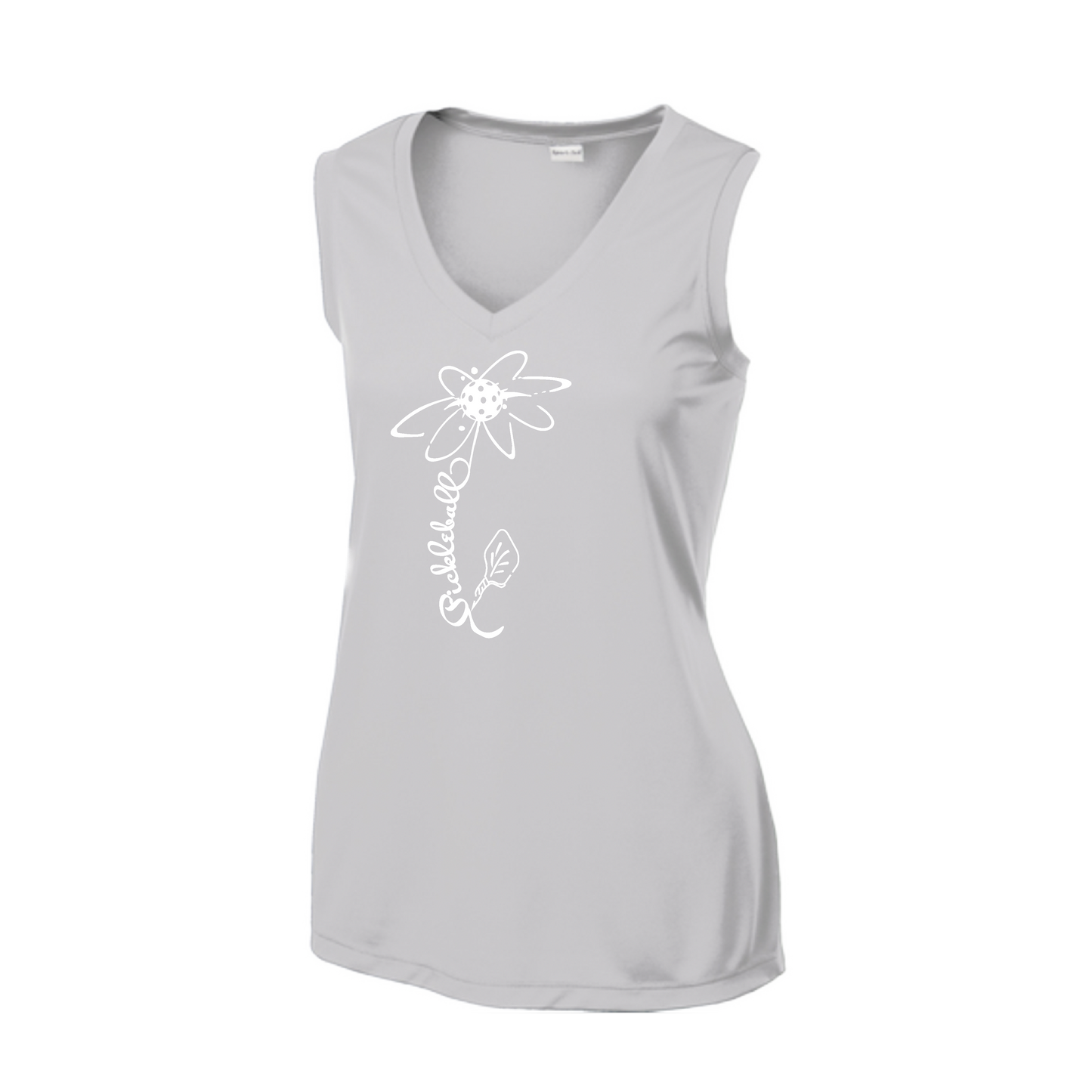 Pickleball Flower (White Yellow) | Women’s Sleeveless Athletic Shirt | 100% Polyester