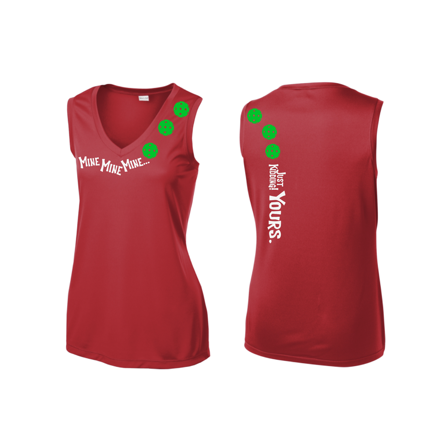 Mine JK Yours (Pickleballs Cyan Green Orange) | Women’s Sleeveless Athletic Shirt | 100% Polyester