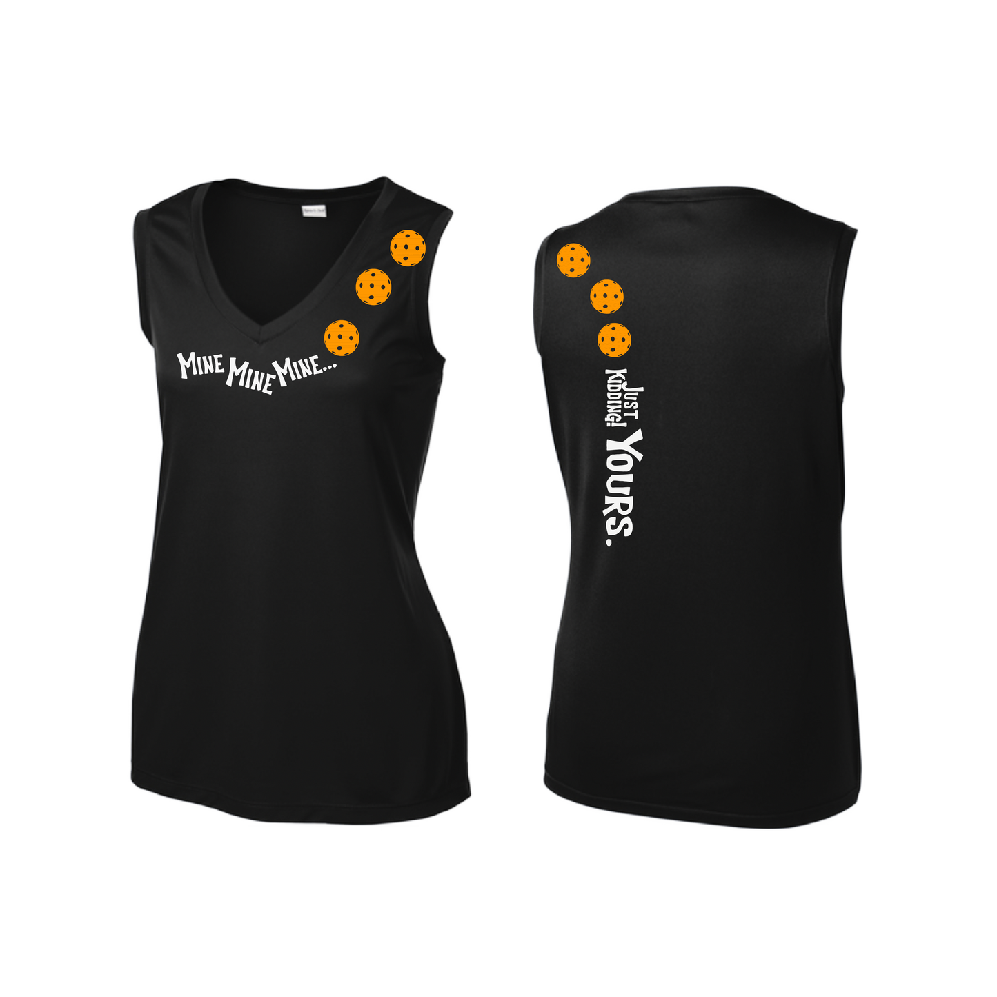 MIne JK Yours (Pickleball Colors Orange Yellow or Red) | Women’s Sleeveless Athletic Shirt | 100% Polyester