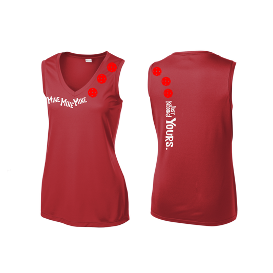 MIne JK Yours (Pickleball Colors Orange Yellow or Red) | Women’s Sleeveless Athletic Shirt | 100% Polyester