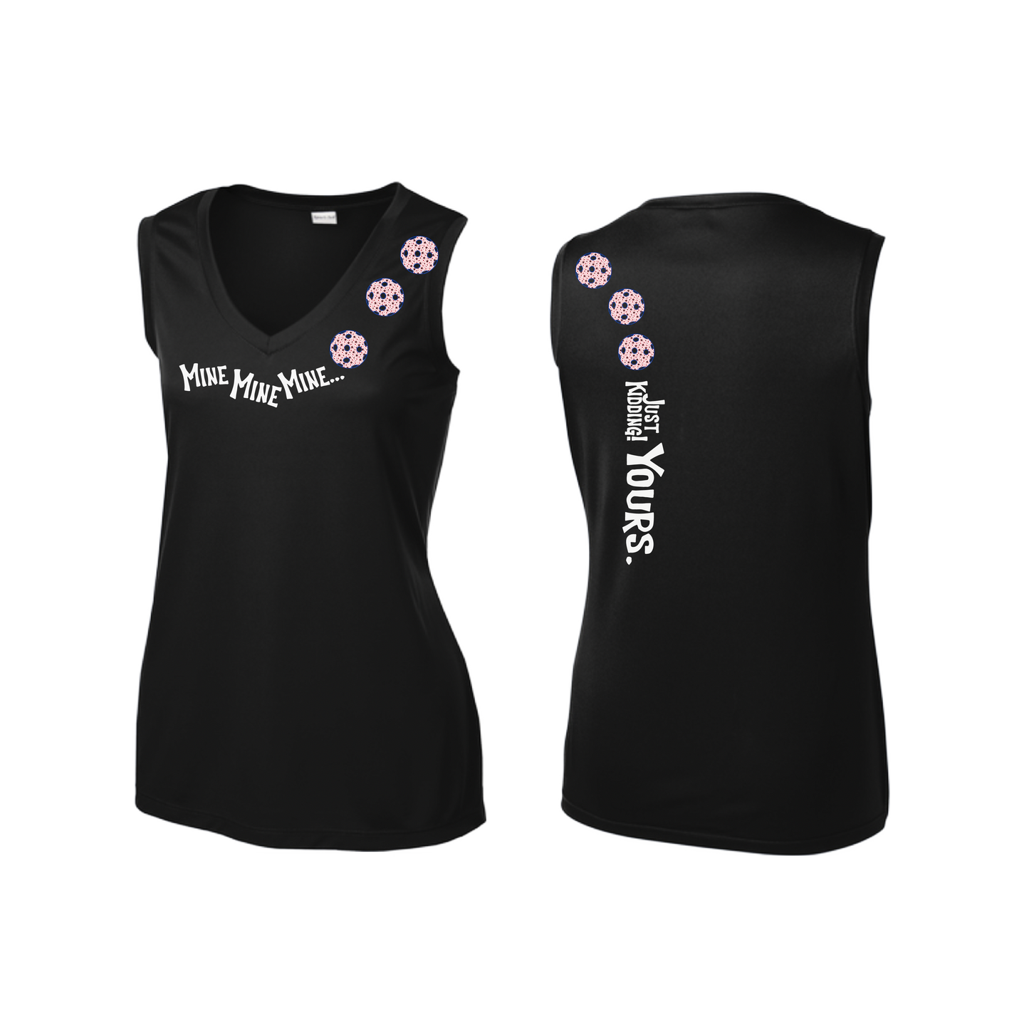 Mine JK Yours (Pickleballs With Stars) | Women’s Sleeveless Athletic Shirt | 100% Polyester