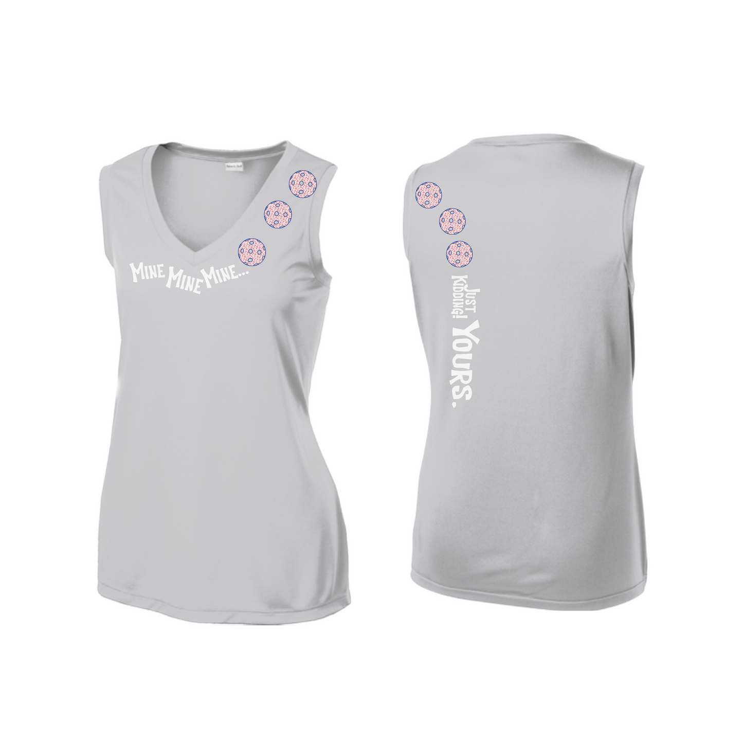 Mine JK Yours (Pickleballs With Stars) | Women’s Sleeveless Athletic Shirt | 100% Polyester