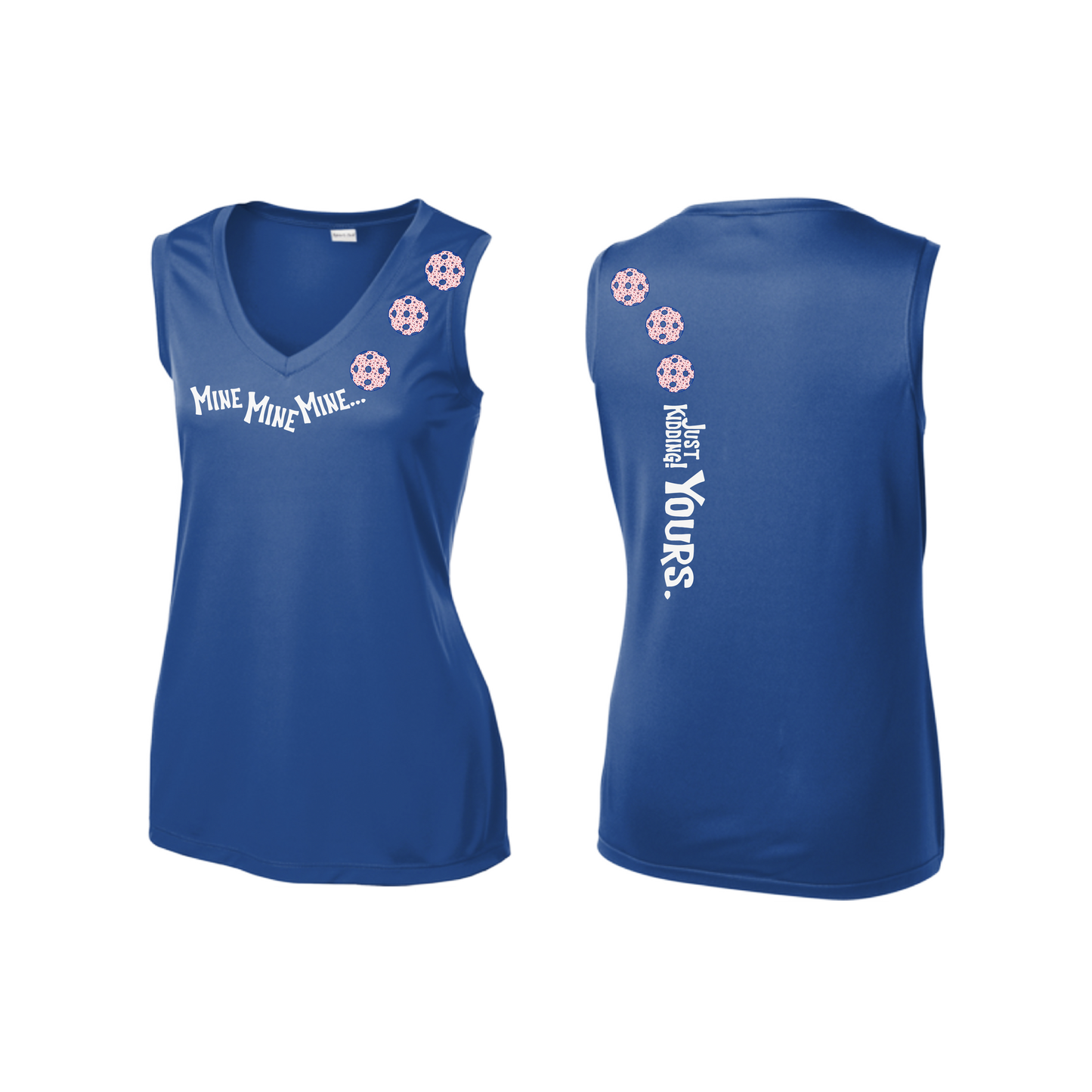MIne JK Yours (Pickleball Colors Patriotic Stars White or Purple) | Women’s Sleeveless Athletic Shirt | 100% Polyester