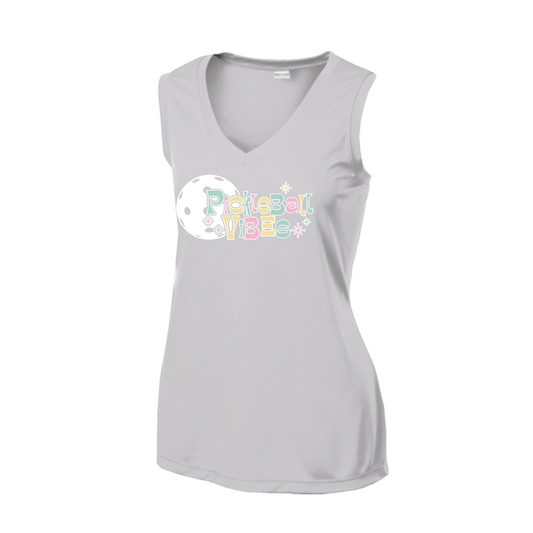 Pickleball Vibes | Women’s Sleeveless Pickleball Shirt | 100% Polyester