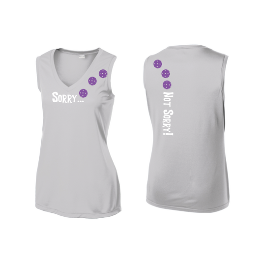 Sorry Not Sorry (Pickleballs Pink Purple Rainbow) | Women’s Sleeveless Athletic Shirt | 100% Polyester