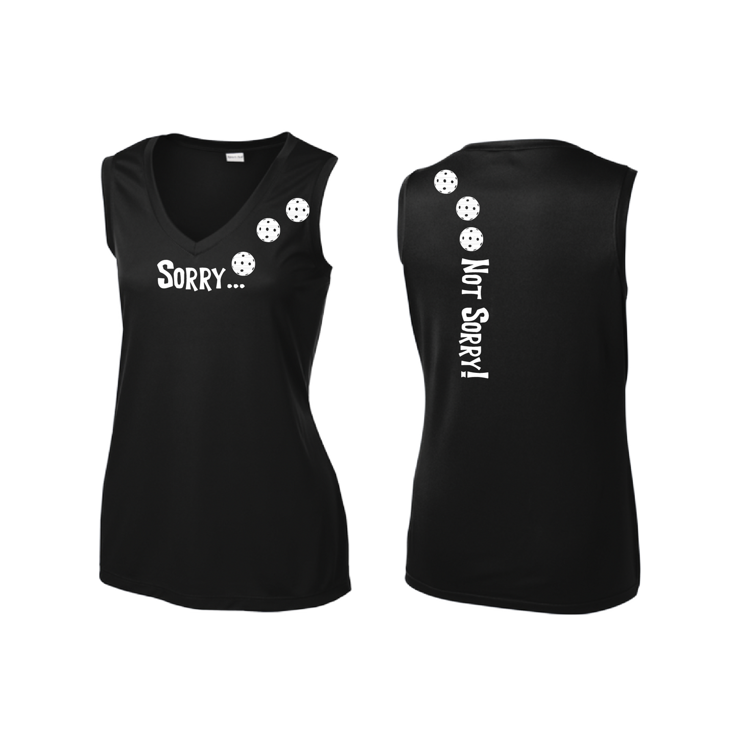 Sorry Not Sorry (Pickleballs Red White Yellow) | Women’s Sleeveless Athletic Shirt | 100% Polyester