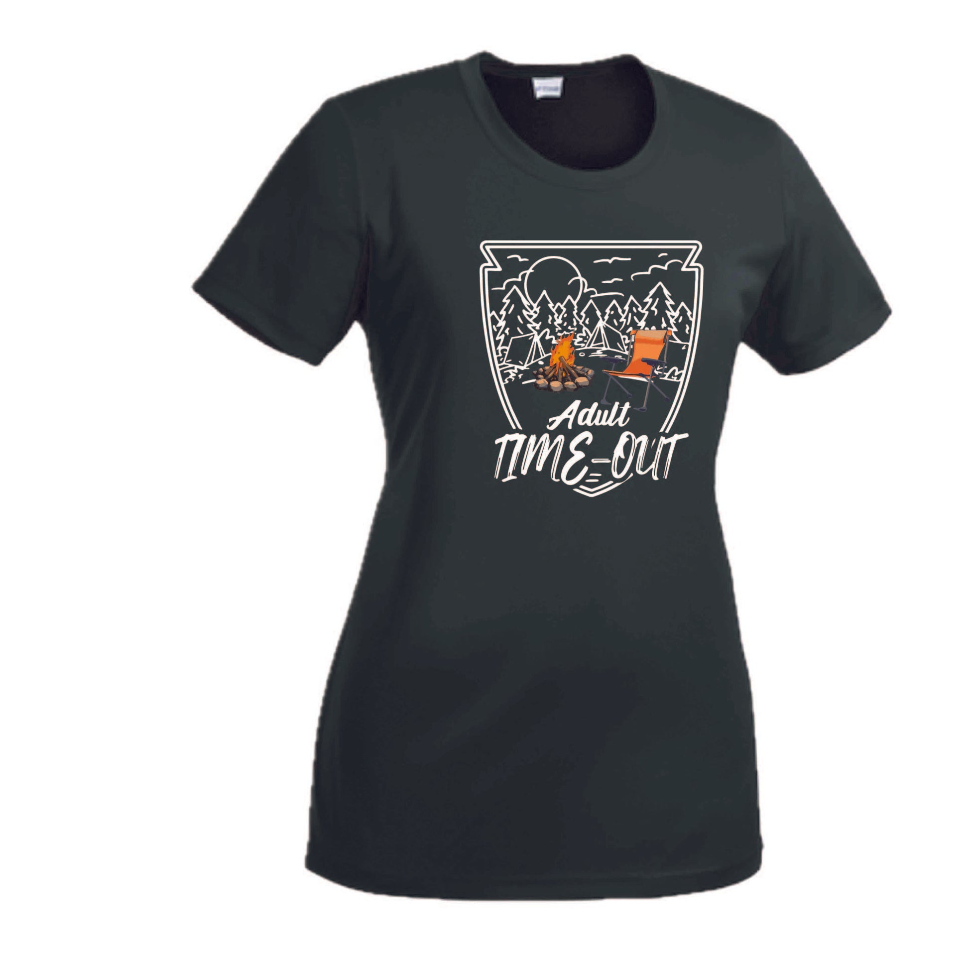 Adult Time Out | Women’s Short Sleeve Crewneck Camping T-Shirts | 100% Polyester