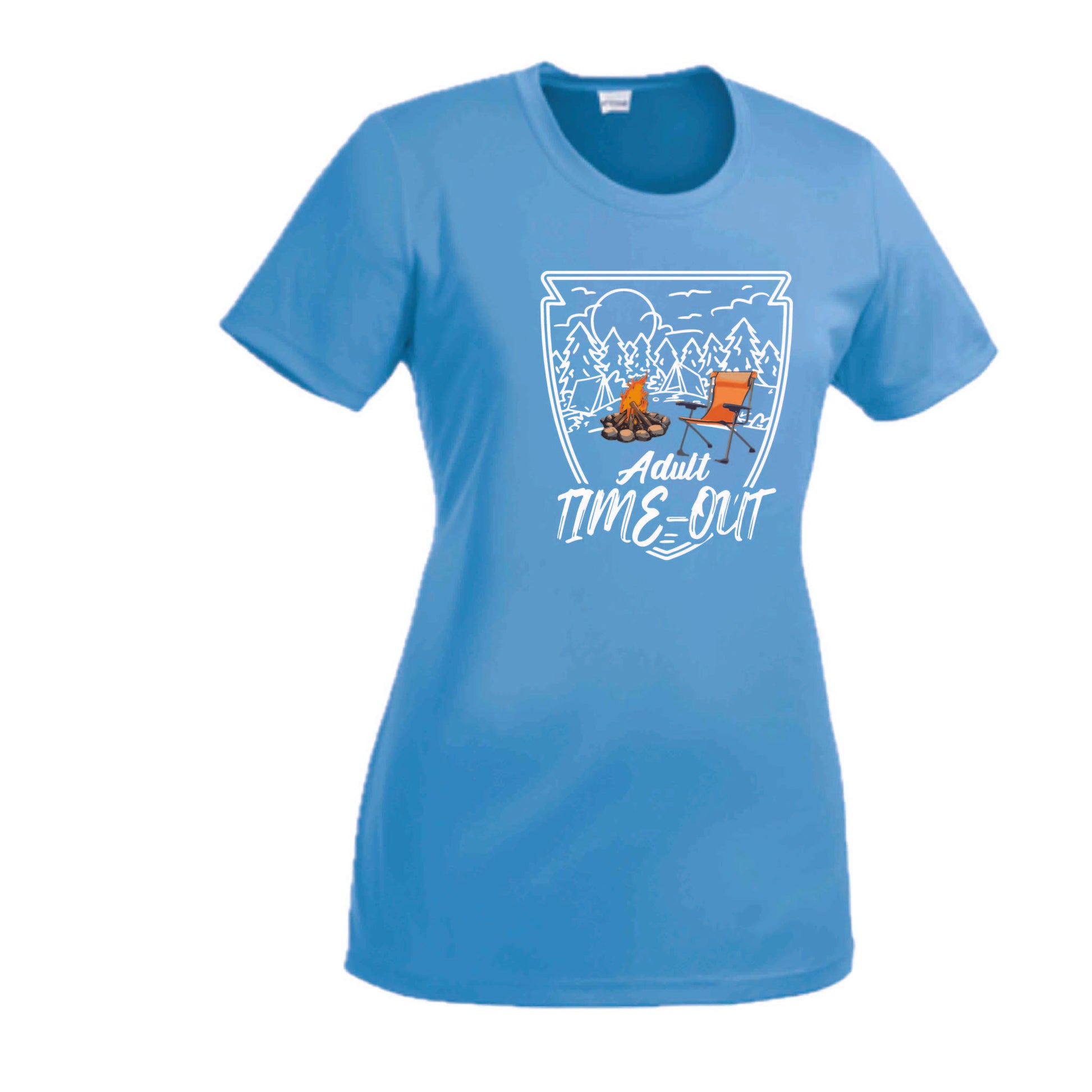 Adult Time Out | Women’s Short Sleeve Crewneck Camping T-Shirts | 100% Polyester