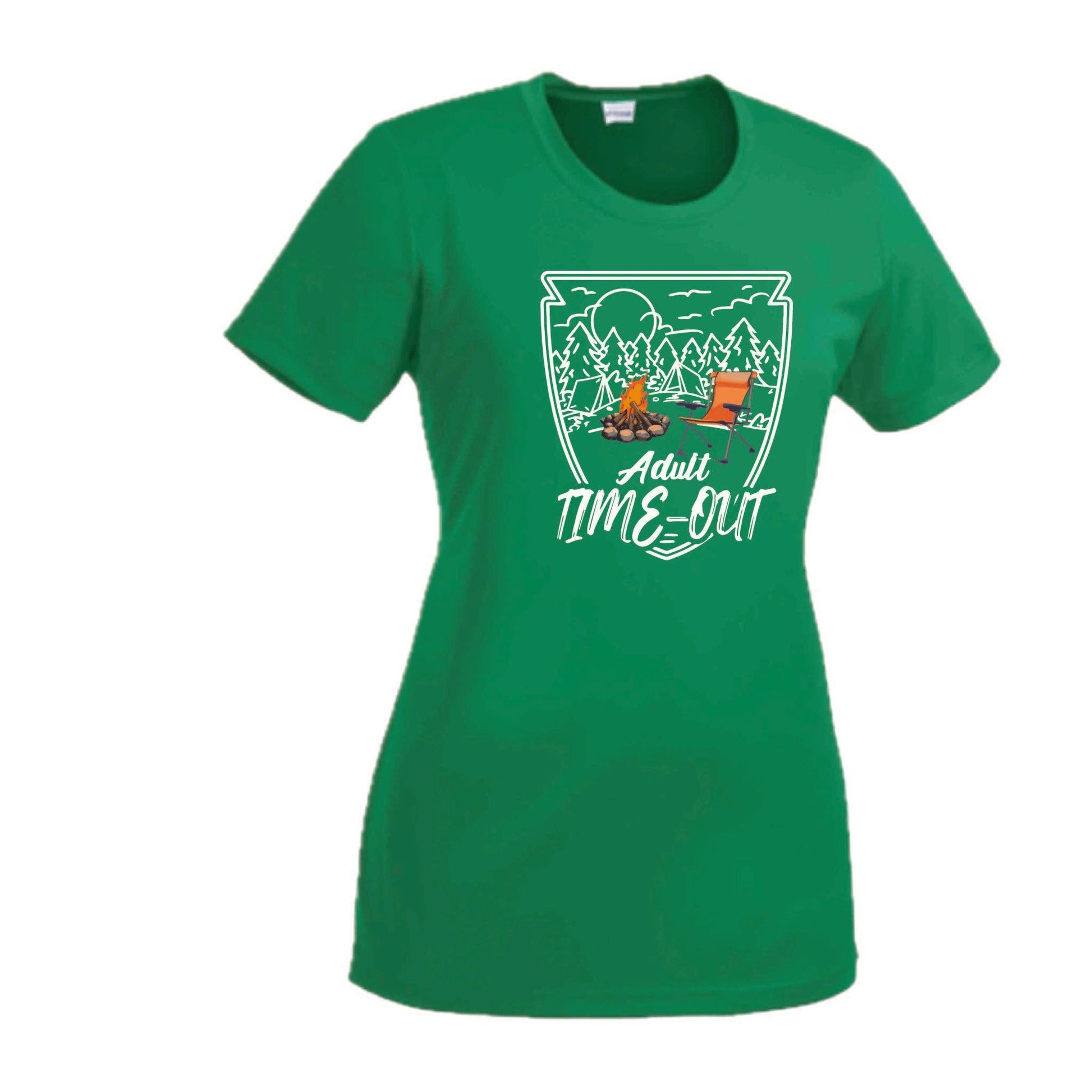 Adult Time Out | Women’s Short Sleeve Crewneck Camping T-Shirts | 100% Polyester