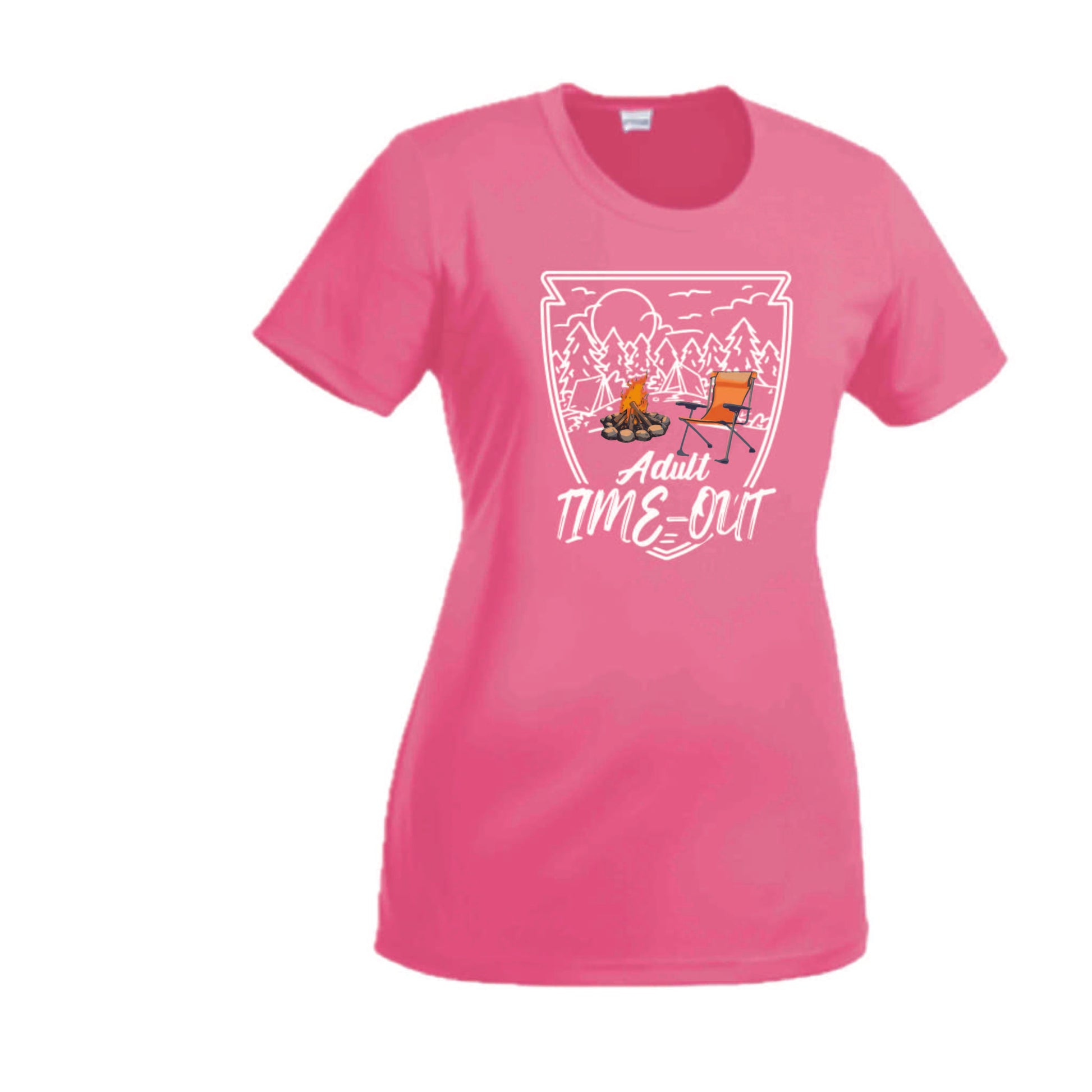 Adult Time Out | Women’s Short Sleeve Crewneck Camping T-Shirts | 100% Polyester