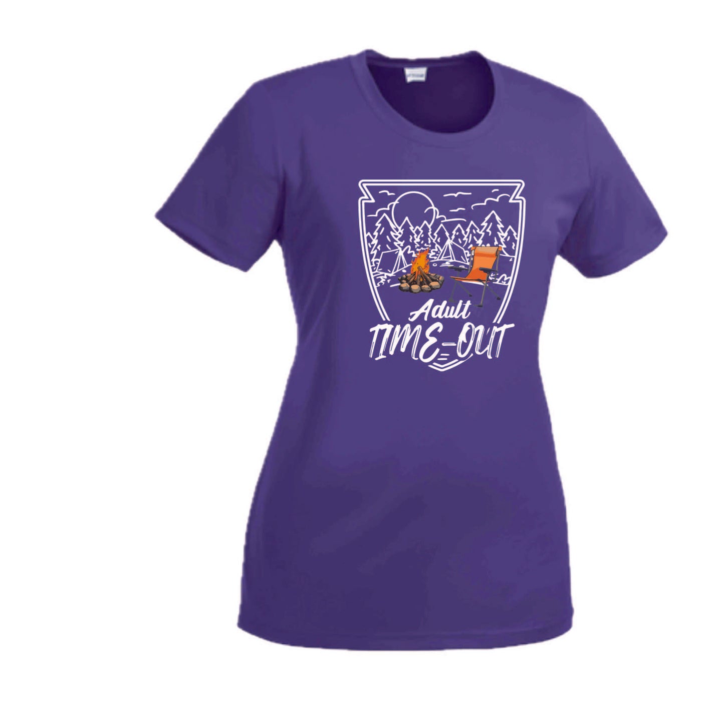 Adult Time Out | Women’s Short Sleeve Crewneck Camping T-Shirts | 100% Polyester