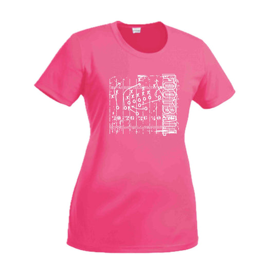 Football Field | Women’s Short Sleeve Crewneck Football T-Shirts | 100% Polyester