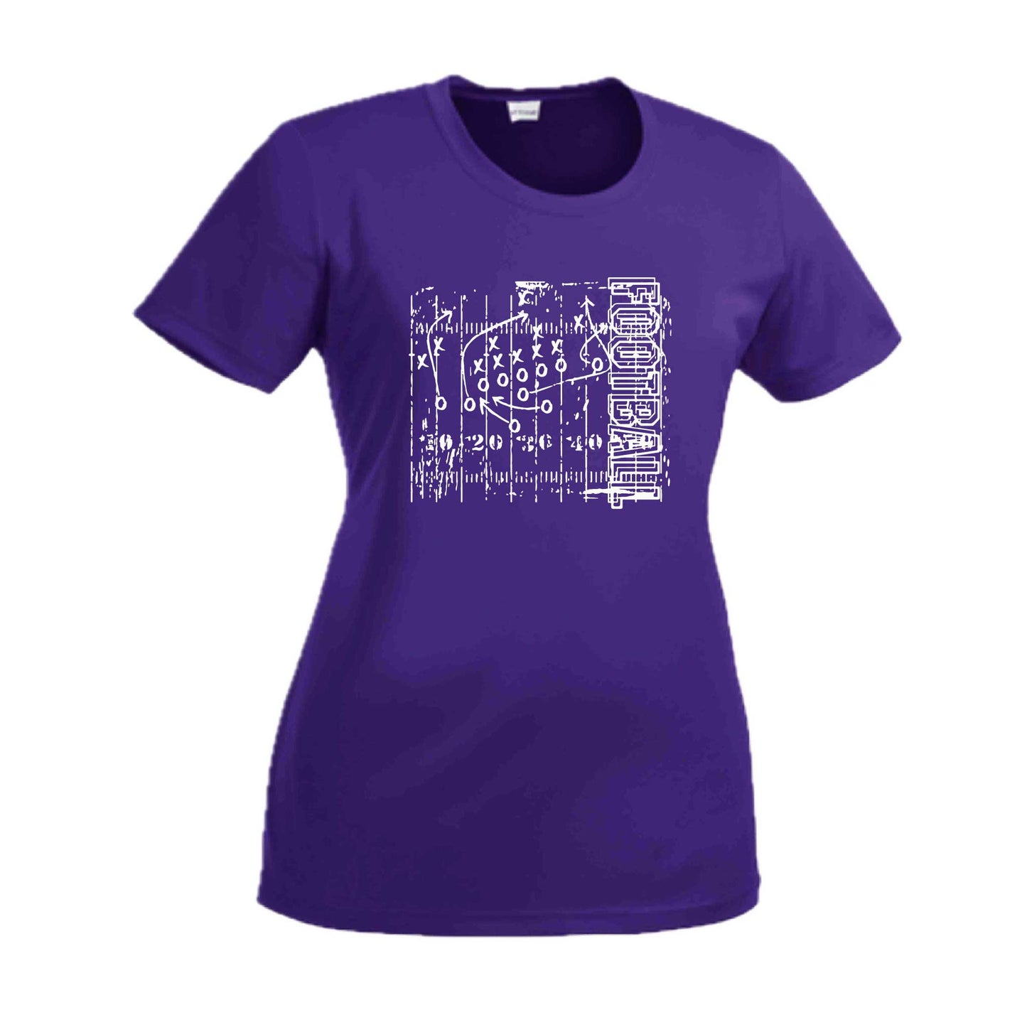Football Field | Women’s Short Sleeve Crewneck Football T-Shirts | 100% Polyester