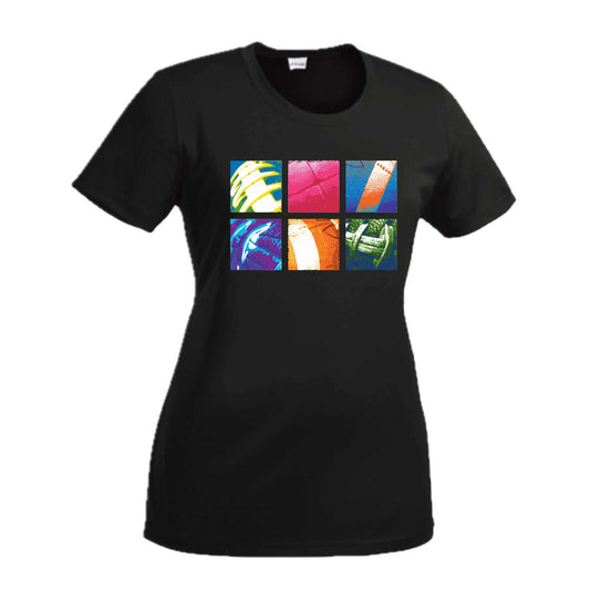 Football Squares | Women’s Short Sleeve Crewneck Football T-Shirts | 100% Polyester