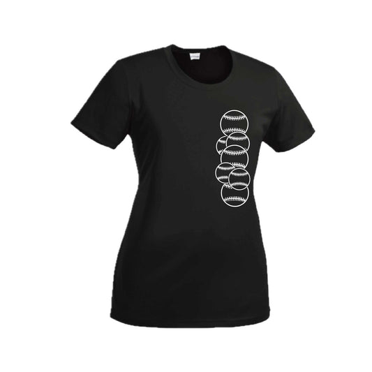 Full Count | Women’s Short Sleeve Crewneck Baseball T-Shirts | 100% Polyester