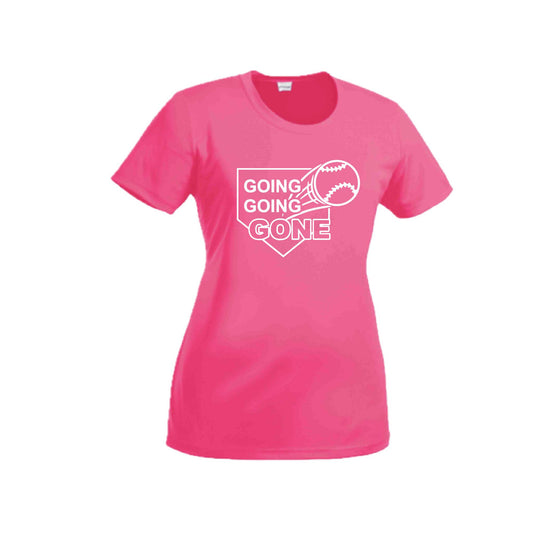 Going Going Gone | Women’s Short Sleeve Crewneck Baseball T-Shirts | 100% Polyester