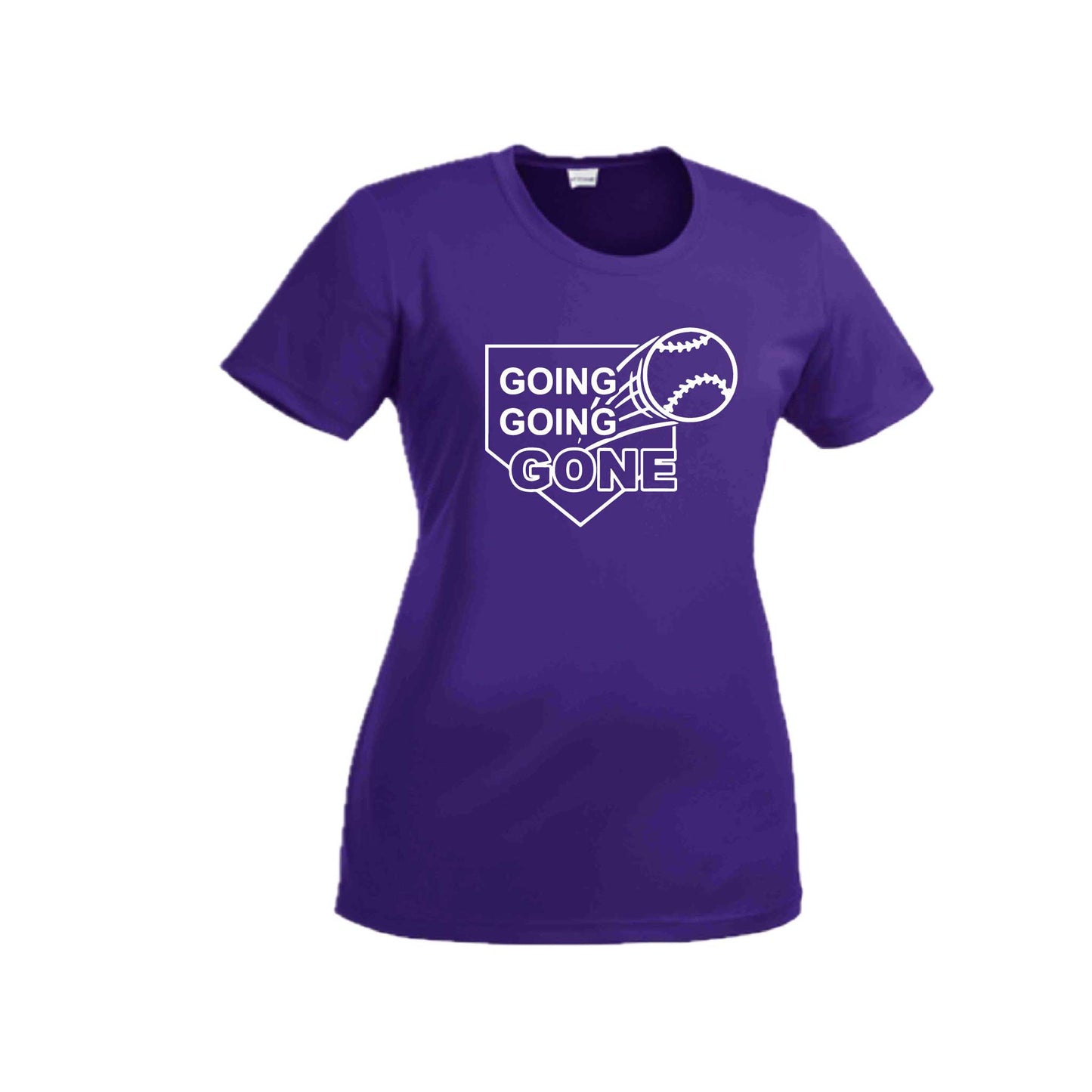 Going Going Gone | Women’s Short Sleeve Crewneck Baseball T-Shirts | 100% Polyester