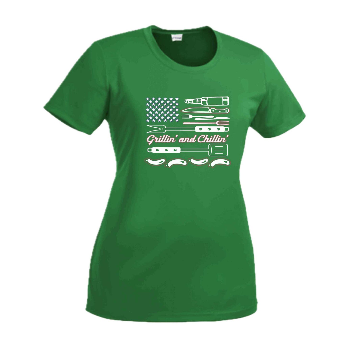 Grillin' and Chillin' | Women’s Short Sleeve Crewneck Camping T-Shirts | 100% Polyester