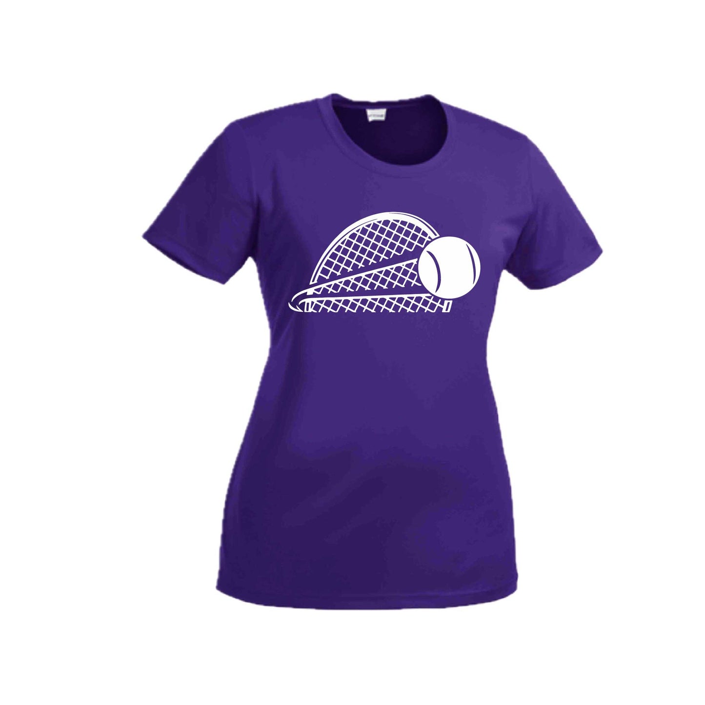 Tennis Half Racquet | Women’s Short Sleeve Crewneck Tennis T-Shirts | 100% Polyester