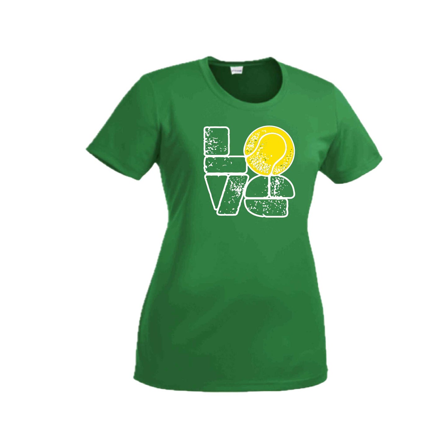 Love Stacked | Women’s Short Sleeve Crewneck Tennis T-Shirts | 100% Polyester