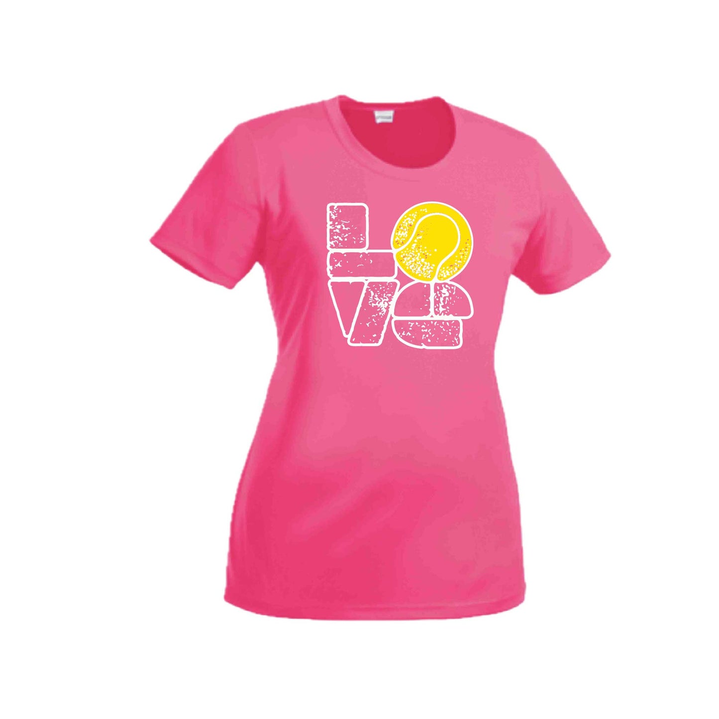 Love Stacked | Women’s Short Sleeve Crewneck Tennis T-Shirts | 100% Polyester