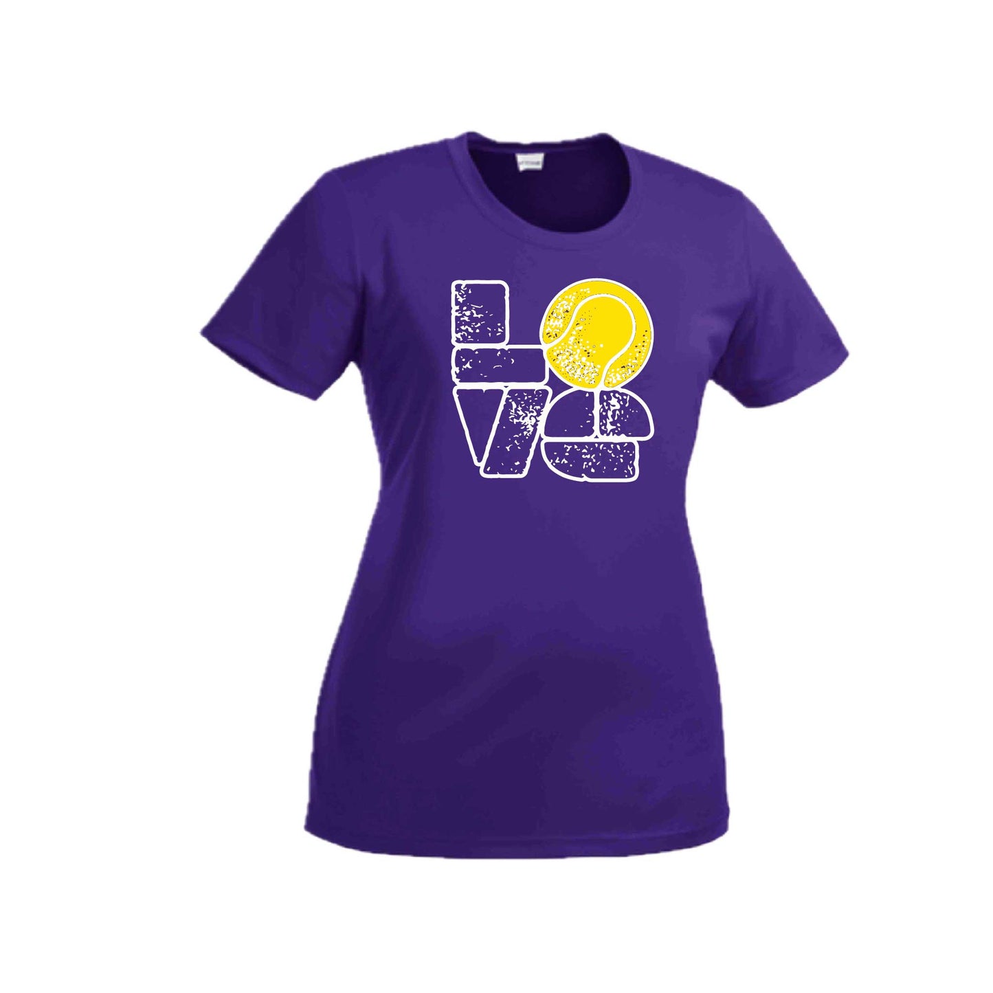 Love Stacked | Women’s Short Sleeve Crewneck Tennis T-Shirts | 100% Polyester
