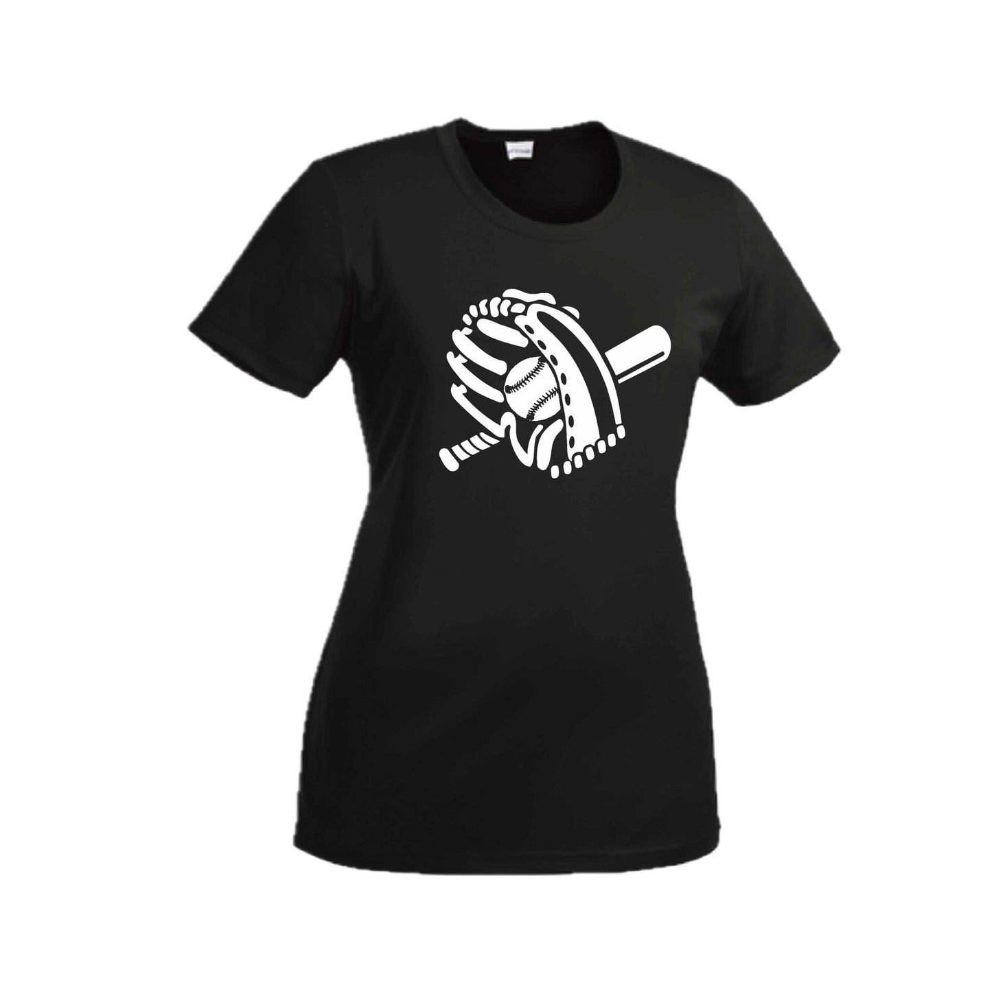 Baseball Mitt | Women’s Short Sleeve Crewneck Baseball T-Shirts | 100% Polyester