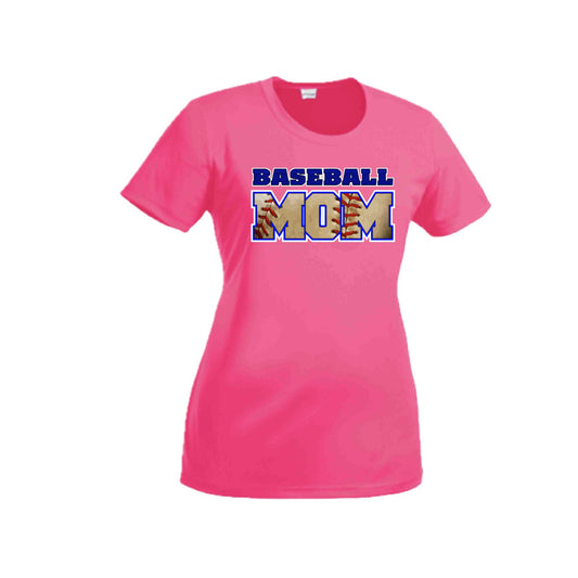 Baseball Mom | Women’s Short Sleeve Crewneck Baseball T-Shirts | 100% Polyester
