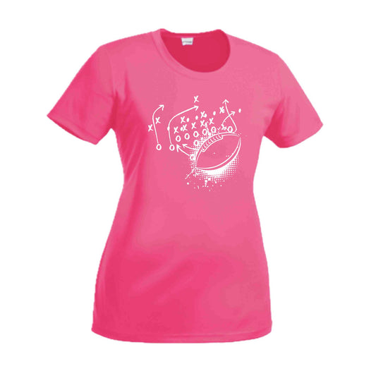 Football Playbook | Women’s Short Sleeve Crewneck Football T-Shirts | 100% Polyester