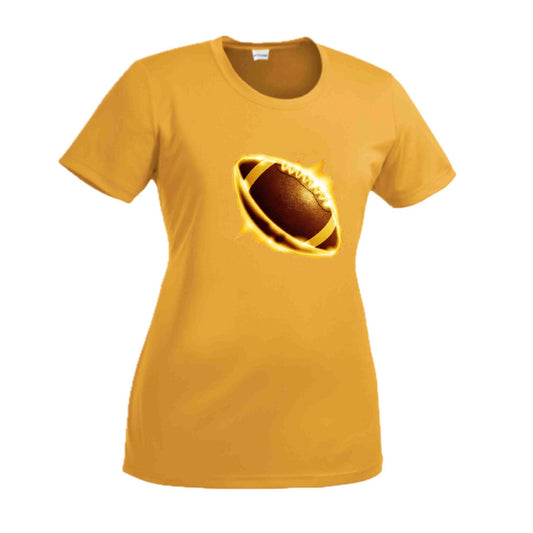 Radioactive Football  | Women’s Short Sleeve Crewneck Football T-Shirts | 100% Polyester