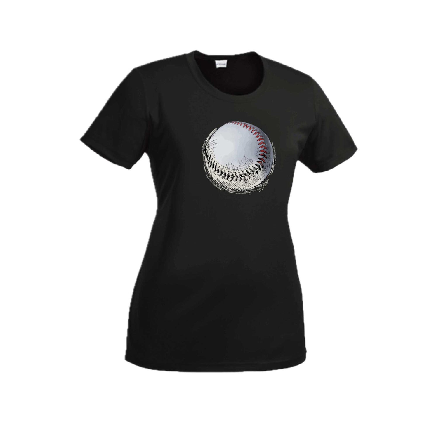 Baseball Sketched | Women’s Short Sleeve Crewneck Baseball T-Shirts | 100% Polyester