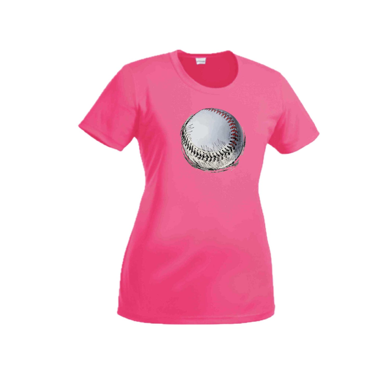 Baseball Sketched | Women’s Short Sleeve Crewneck Baseball T-Shirts | 100% Polyester