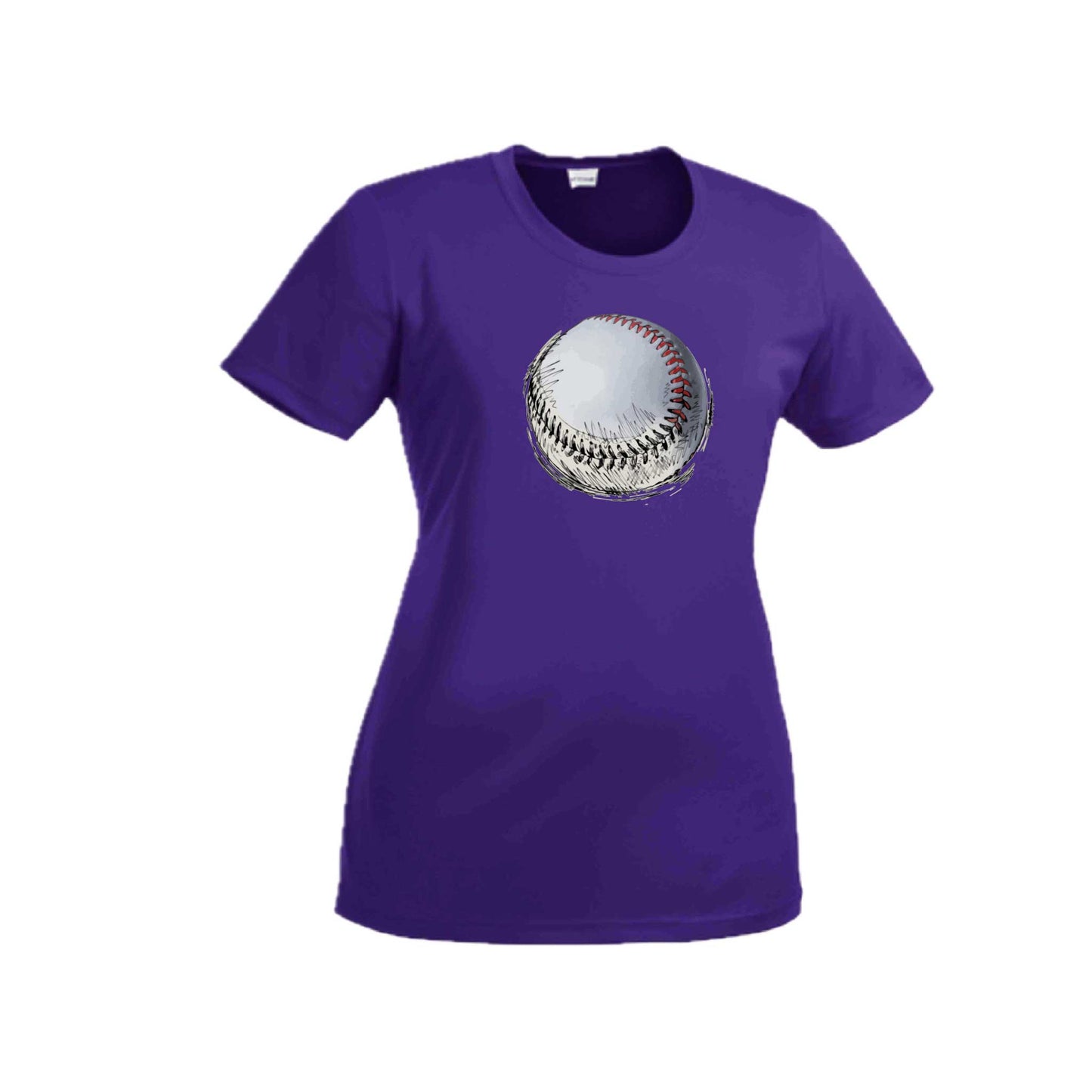 Baseball Sketched | Women’s Short Sleeve Crewneck Baseball T-Shirts | 100% Polyester