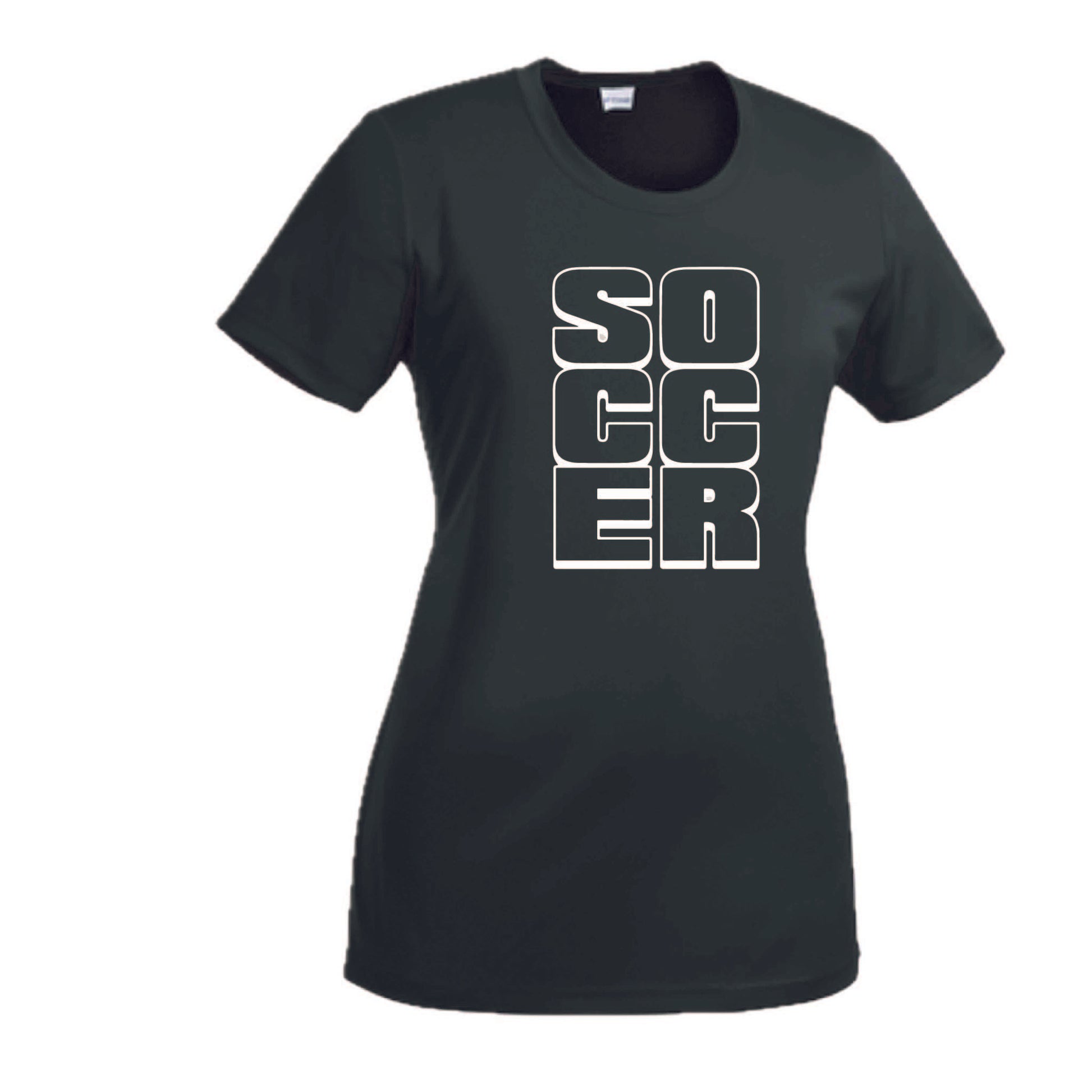Soccer Stacked | Women’s Short Sleeve Crewneck Soccer T-Shirts | 100% Polyester