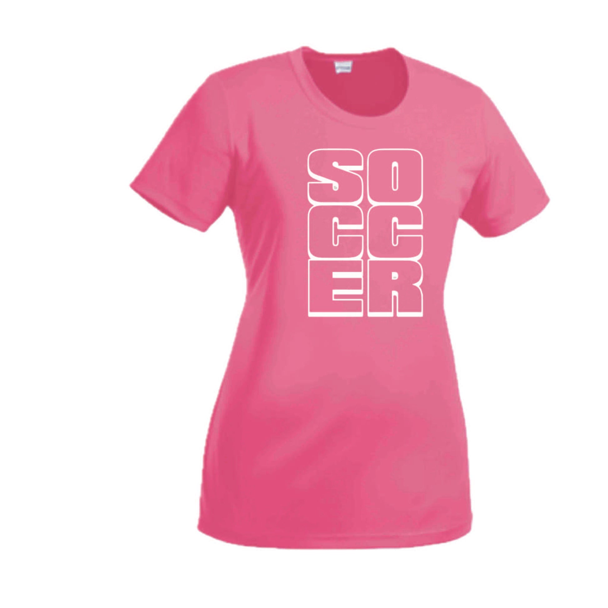Soccer Stacked | Women’s Short Sleeve Crewneck Soccer T-Shirts | 100% Polyester