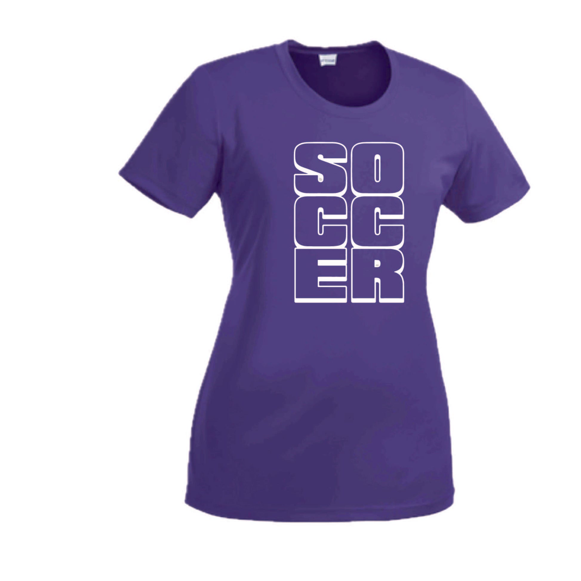 Soccer Stacked | Women’s Short Sleeve Crewneck Soccer T-Shirts | 100% Polyester