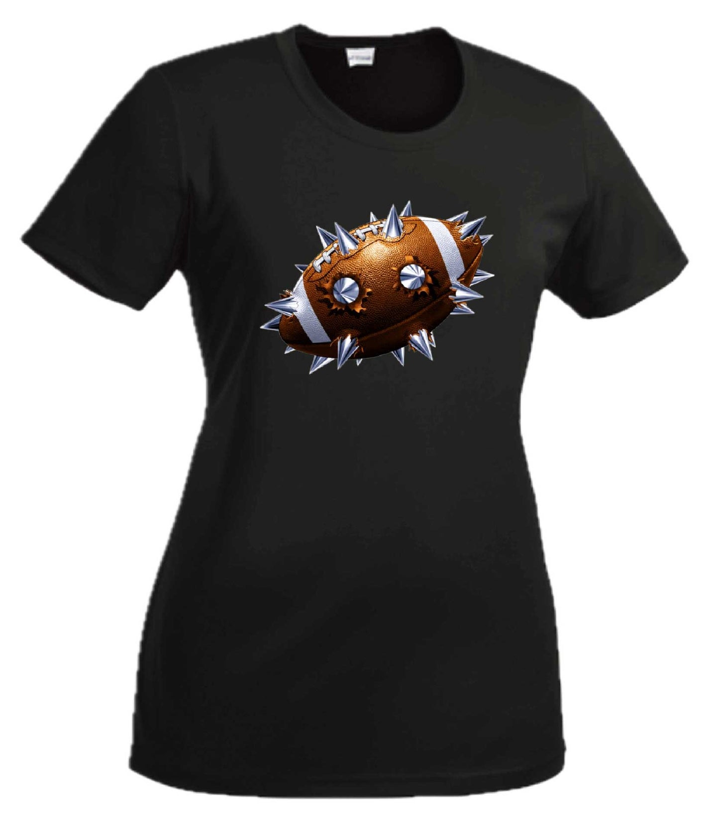 Spiked Football | Women’s Short Sleeve Crewneck Football T-Shirts | 100% Polyester