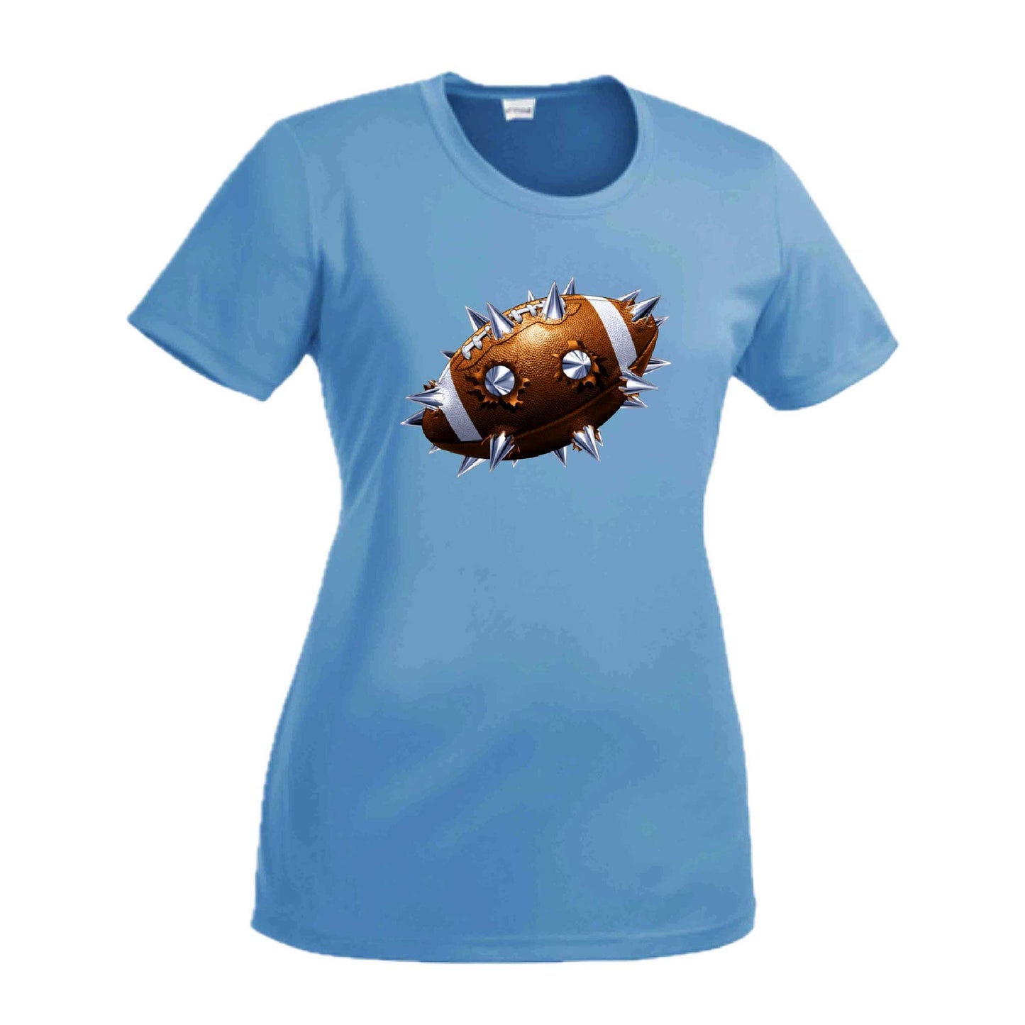 Spiked Football | Women’s Short Sleeve Crewneck Football T-Shirts | 100% Polyester
