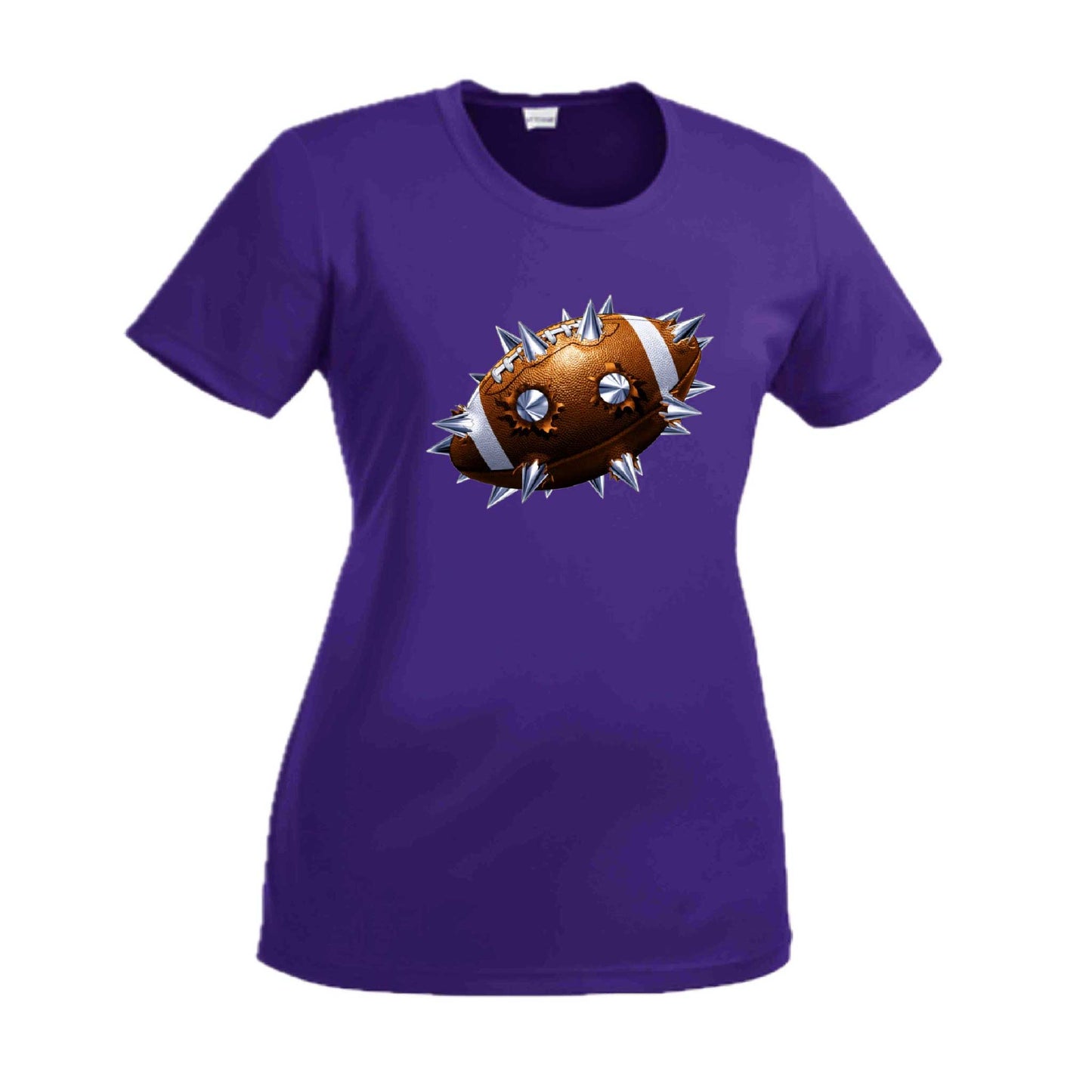 Spiked Football | Women’s Short Sleeve Crewneck Football T-Shirts | 100% Polyester