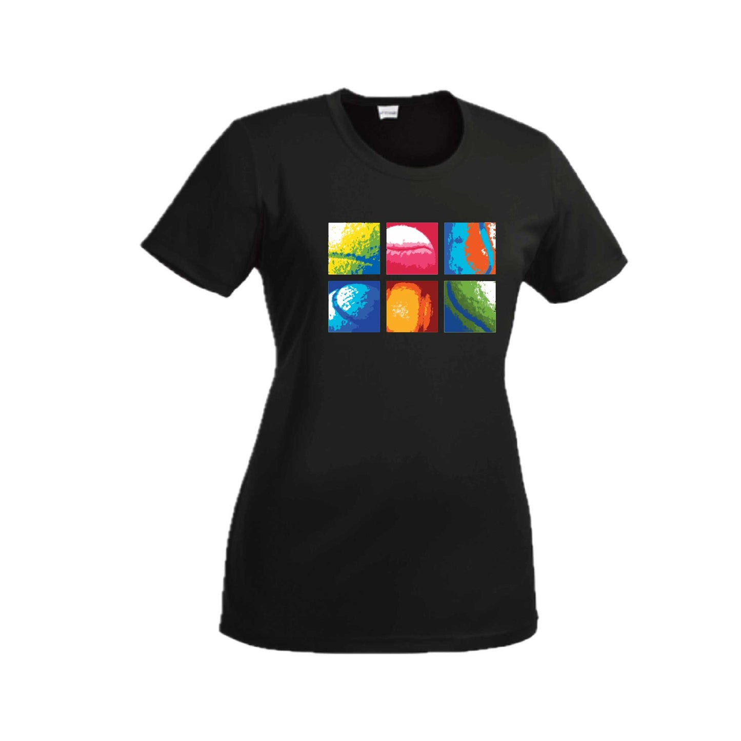 Tennis Squares | Women’s Short Sleeve Crewneck Tennis T-Shirts | 100% Polyester